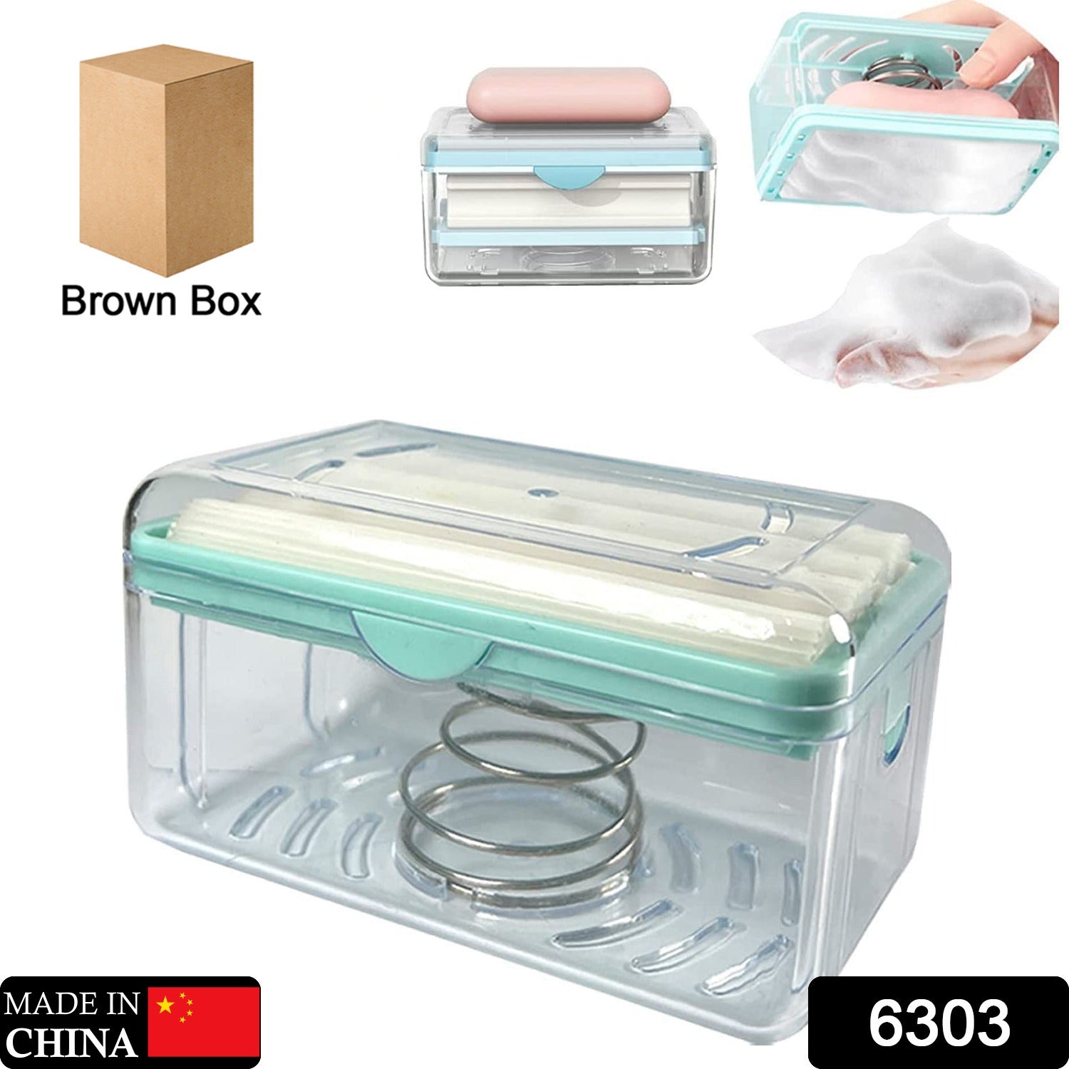 6303 2-IN-1 PORTABLE SOAP ROLLER DISH & SOAP DISPENSER WITH ROLLER AND DRAIN HOLES, MULTIFUNCTIONAL SOAP HOLDER FOAMING SOAP BAR BOX FOR HOME, KITCHEN, BATHROOM 6303 2-IN-1 PORTABLE SOAP ROLLER DISH & SOAP DISPENSER WITH ROLLER AND DRAIN HOLES, MULTIFUNCTIONAL SOAP HOLDER FOAMING SOAP BAR BOX FOR HOME, KITCHEN, BATHROOM